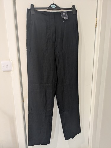 M&S Women's Mid Rise Straight Leg Linen Blend Trousers Zip Front Size 8 ,32 Leg - Picture 5 of 10