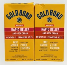 2 - Gold Bond Medicated Rapid Relief Anti-Itch Cream - 1 oz Ea - Expires: 10/26