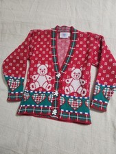 Vintage Chirstmas Teddy Bear Cardigan Sweater Size 6x