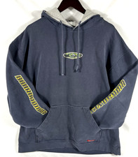 Vtg Surfwear QuikSilver Hoodie XL Navy Blue 90s Y2K Rare Double Sided Graphics