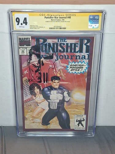 SIGNED & SKETCH BY MICHAEL GOLDEN PUNISHER WAR JOURNAL #40 CGC 9.4