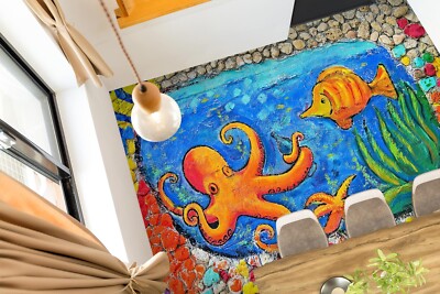 3D Yellow Octopus O2208 Floor WallPaper Murals Wall Print Decal 5D AU Eve 2023