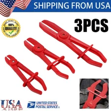 3PCS Hose Clamp Set Fuel Water Brake Line Pipe Pinch Off Pliers Red Hand Tool