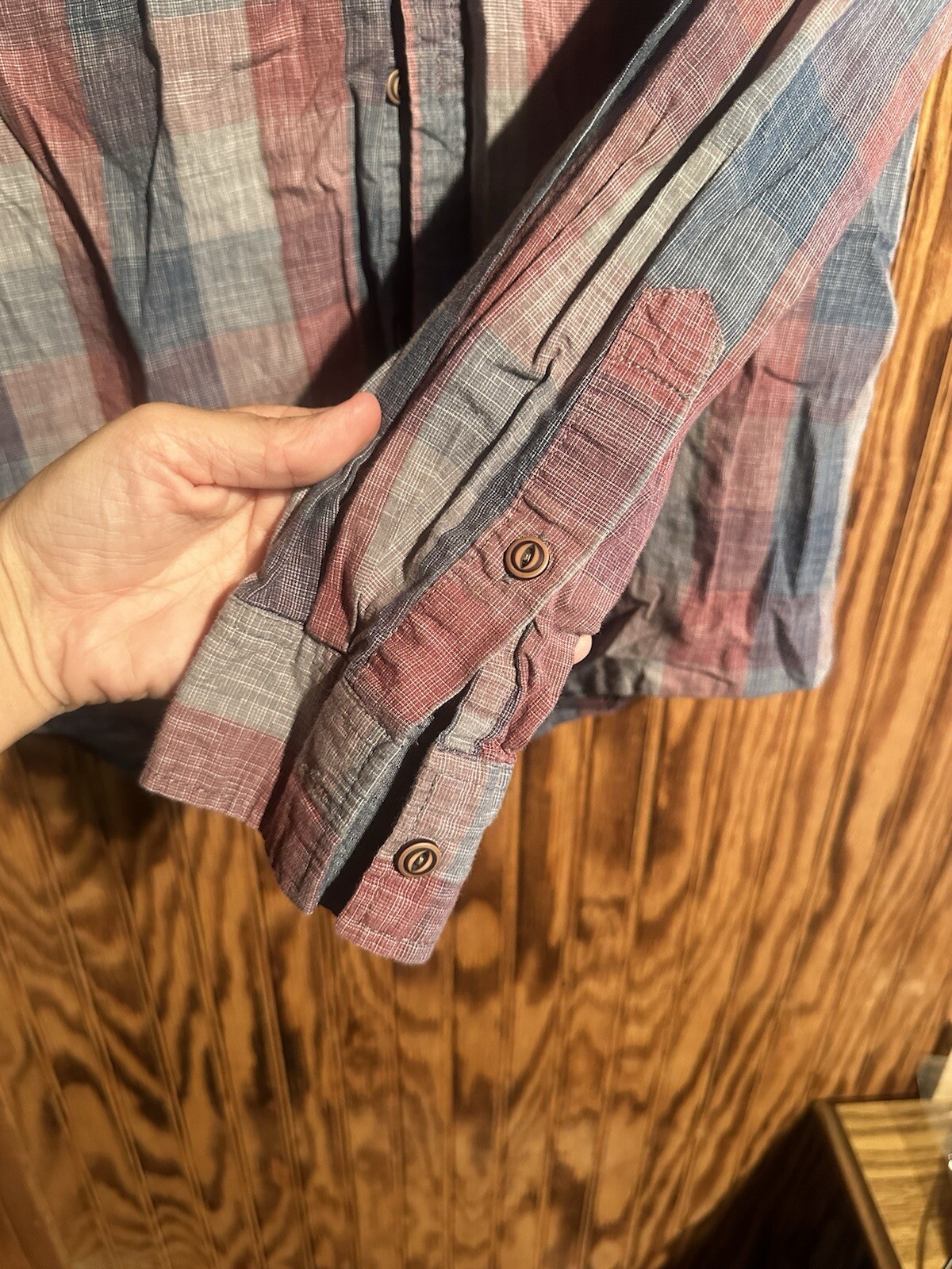 Ocean Current Red Gray Blue Checked Button Down S… - image 6