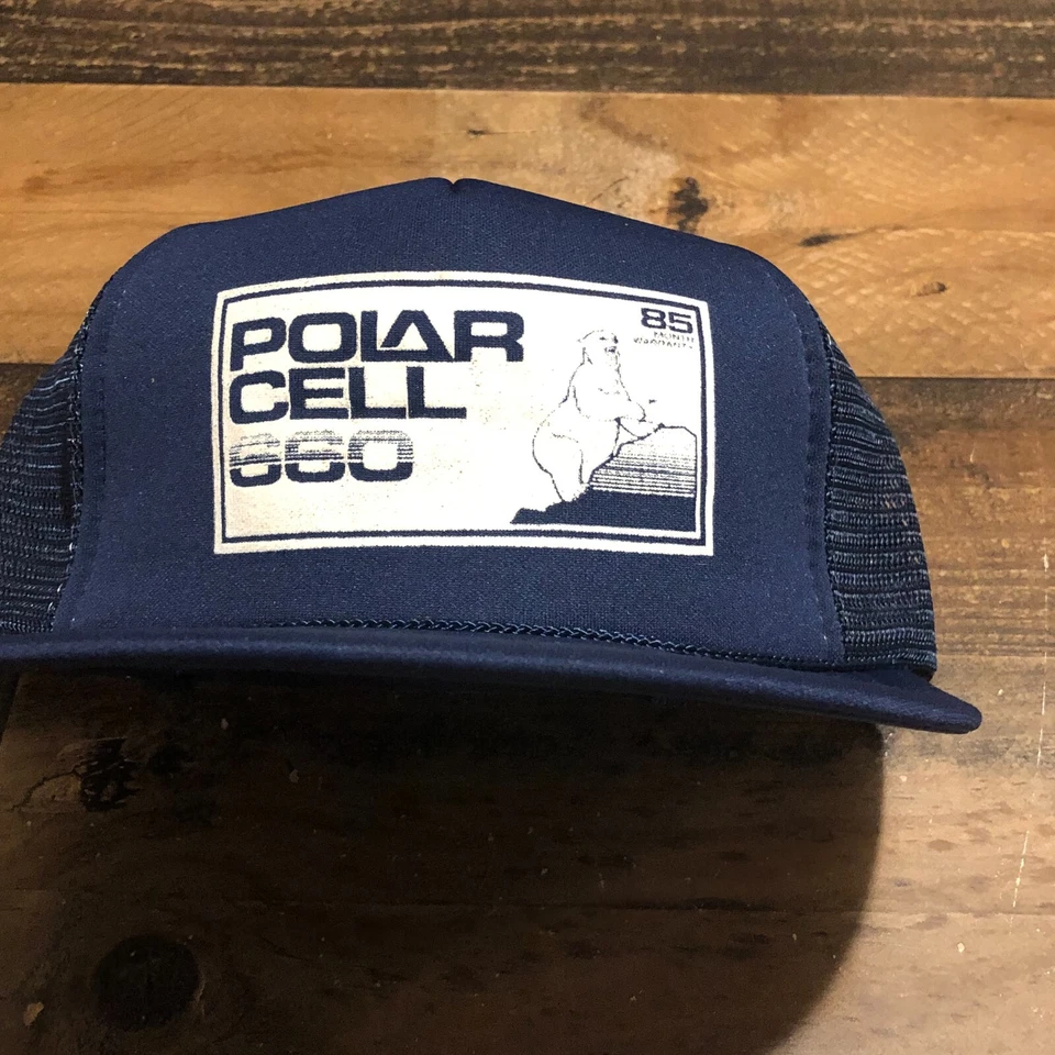 Vintage Polar Cell 660 Hat Snapback Trucker Cap Mens Blue Batteries Bear - READ Foto 3 de 4