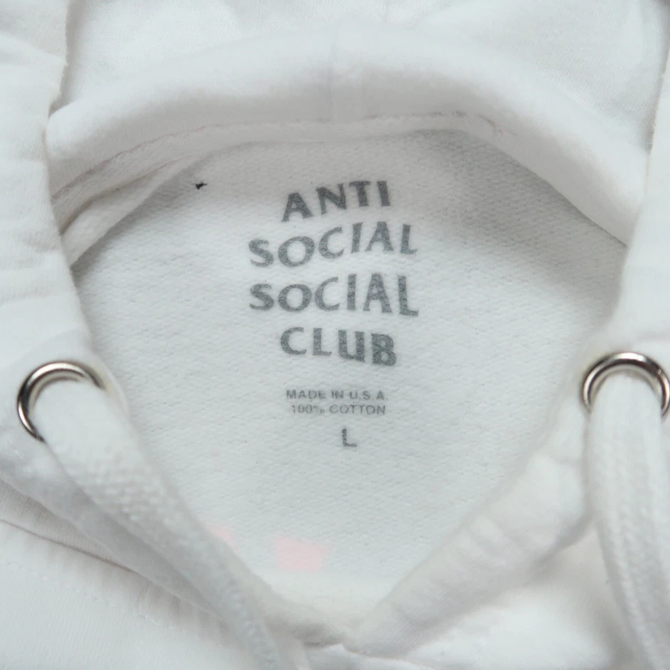 Sudadera con Capucha Anti Social Club Para Hombre Grande Blanco Rosa Manga Larga Pullover Foto 3 de 4
