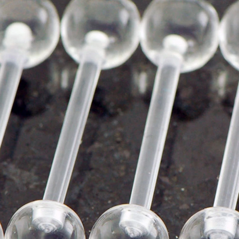 5 Pc 14g 5/8" All Acrylic Ball Flexible Barbell Nipples Tongue Rings Retainers - Image 2 of 3