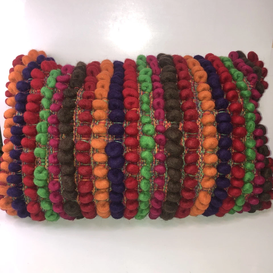 Pier One Embroidered Throw Pillow Floral Lumbar Bold Color Wool 80’s 90’s Inspo - Image 2 of 4