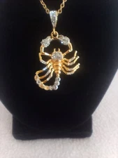 Gold Tone Scorpian Pendant w/crystals stinger and rhinestone head and claws