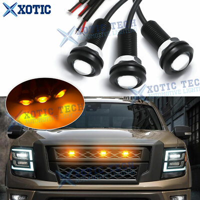 Amber Front Grille Bumper Grill LED Marker Lights Assy For Nissan Frontier Titan