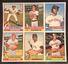 1976 Topps Baseball Trading Card Uncut 6 Card Sheet BLANK BACK ERROR!