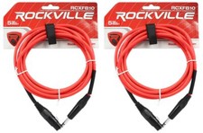 2 Rockville RCXFB10R Red 10' Female REAN XLR to 1/4'' TRS Balanced Cables OFC