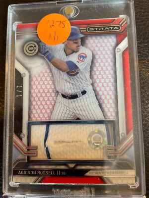 2016 Topps Strata Addison Russell 1/1 Button Hole Relic Card Chicago Cubs