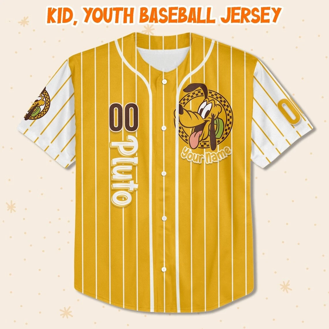 Personalize Retro Pluto Jersey, Personalize Disney Pluto Custom Kid Youth Adult