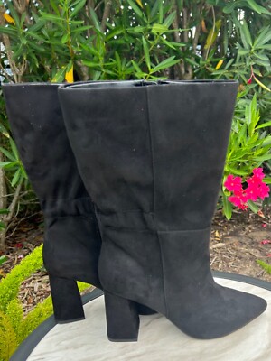 BEAUTIFUL ELOQUII Faux Suede Klaire Boots Black Heel Size 9W NEW IN  BOX!