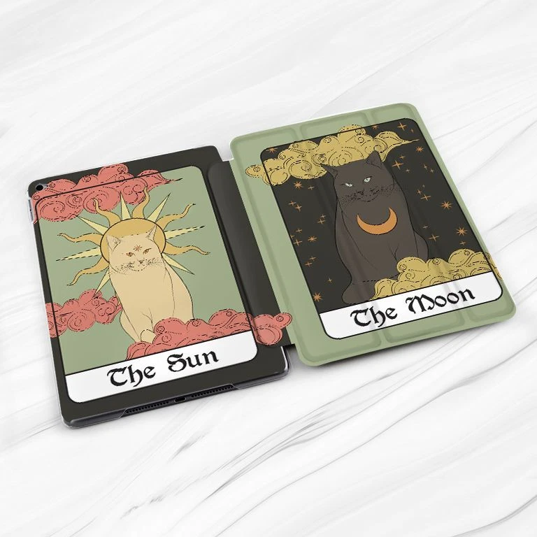 Sun Moon Tarot Card Cats Case For iPad 10.2 Air 3 4 5 Pro 9.7 10.5 11 12.9 Mini - Image 2 of 4