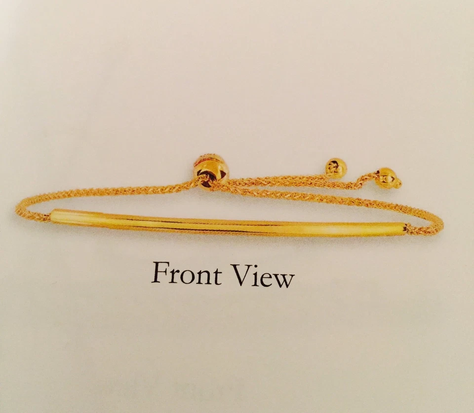 Brazalete Bolo Barra Amistad Oro Amarillo 14k 9.25" con Cierre Deslizante Ajustable