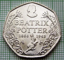 GREAT BRITAIN 2016 50 PENCE, BEATRIX POTTER - 150th ANNIVERSARY, UNC