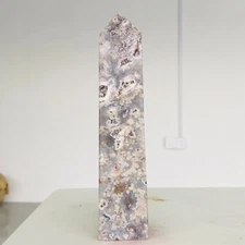 408g Natural Blue Cherry Blossom Agate Quartz Crystal Obelisk Mineral Reik D867