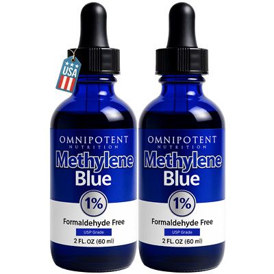 2 Pack: 2oz Methylene Blue 1% USP Pharmaceutical Grade 1200mg! - Ultra Pure