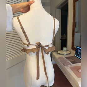 Y2k satin For love & lemons skivvies lingerie dainty bra top blush and brown S