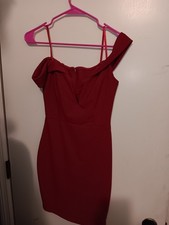 Windsor Red One-Shoulder Strappy Bodycon Mini Dress, Size S, Zip Closure
