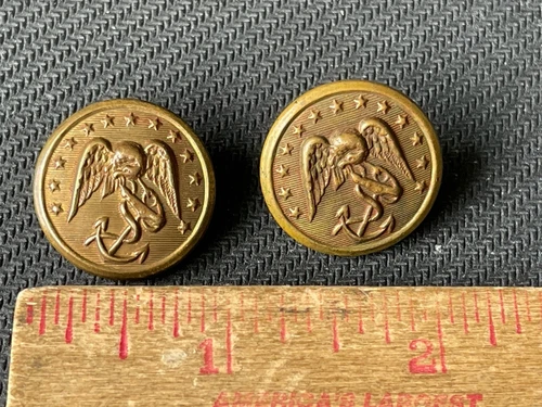 Two Civil War Marine Coat Buttons by N.S. Meyer NY