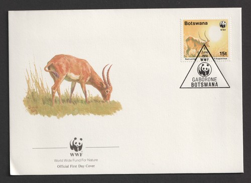 1988 Botswana Antelope Red Lechwe FDC. WWF Wildlife Fund Set 4 First Day Covers - Picture 4 of 5