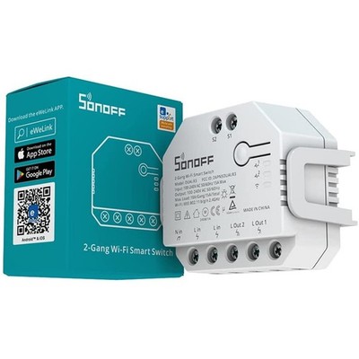Wireless Smart Switch 2 Contacts 100-240V 10-15A Sonoff DIY-DUALR3