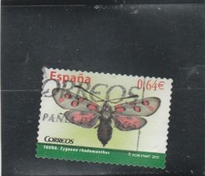 L1056 ESPAGNE TIMBRE N° Y&T 4181 de 2010 " Papillon Zygaena " Oblitéré