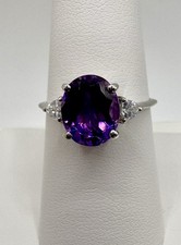 D’Joy Moroccan Amethyst & White Zircon Ring Size 8 Sterling Silver 2.85ctw