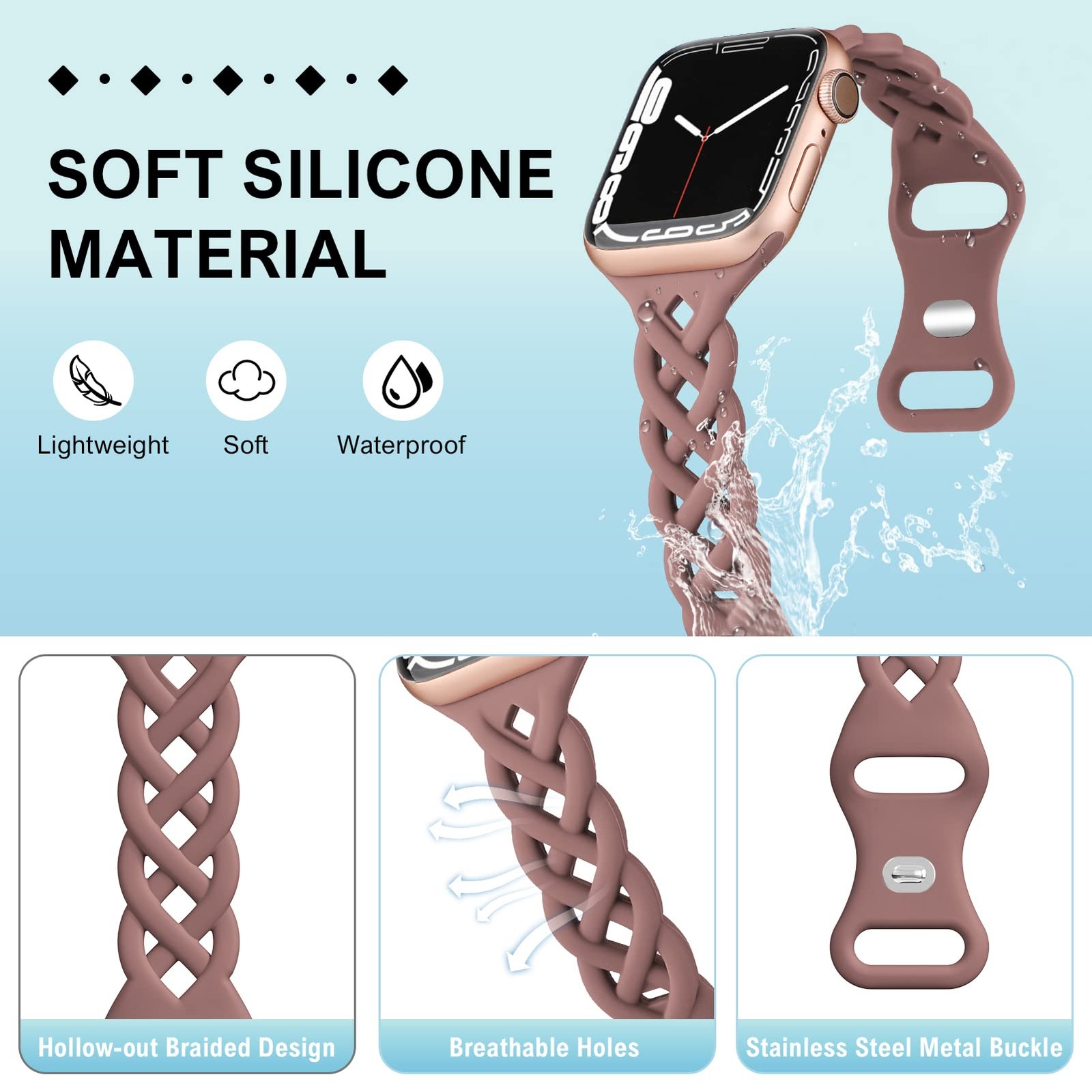 Braided Silicone Bands Compatible with Apple Watc… - image 2