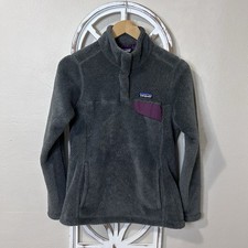 PATAGONIA womens small DARK GRAY SNAP-T PULLOVER FLEECE SWEATSHIRT