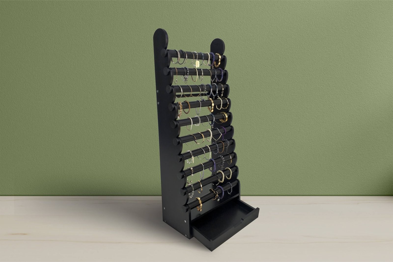Giant 10 Tier Black Wood Bracelet & Bangles Display Stand Holder +Free Shipping
