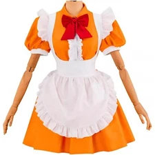 Sexy Kitzuki Kokone Cosplay Outfit Orange White Maid Lolita Dress Suit