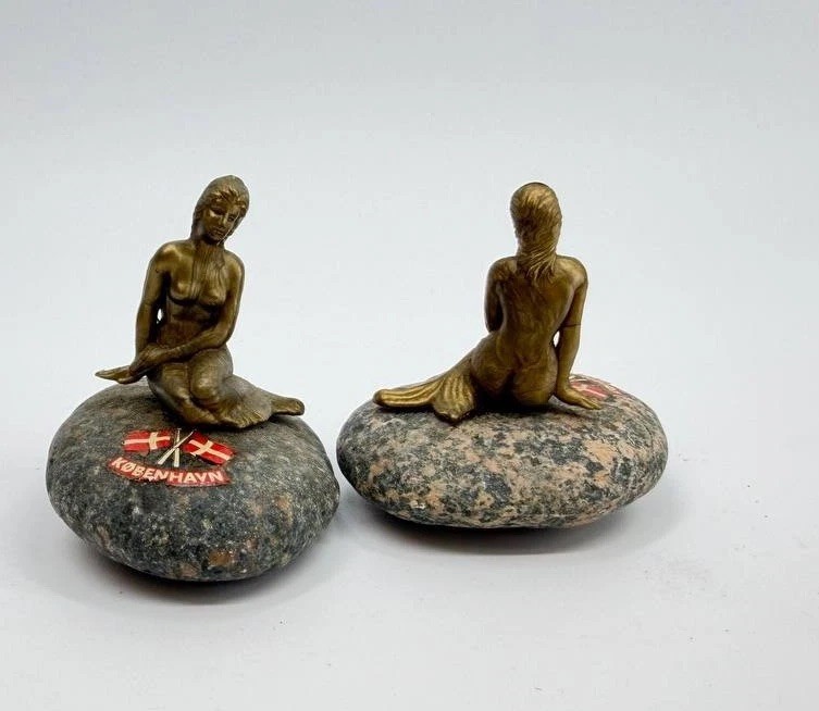 Copenhagen Denmark Little Mermaid Metal Stone Souvenir Figurine