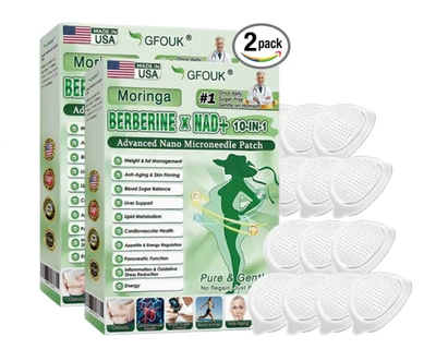 MARKENLOS Moringa Berberine x NAD+ 10-in-1 Advanced Nano Microneedle Patch for Weight Loss