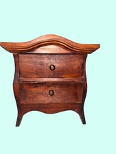 miniature Louis XV-style wood bombe chest commode working drawers