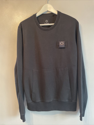 Ma.Strum Sweatshirt Mens Size Medium Navy Fade Badge Logo Jumper Designer