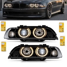 Set Angel Eyes Scheinwerfer Schwarz H7/H7 Philips Birnen passt f�r BMW E39 95-03