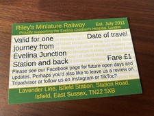 Riley’s Miniature Railway Souvenir Ticket Lavender Line East Sussex 5 Inch Gauge