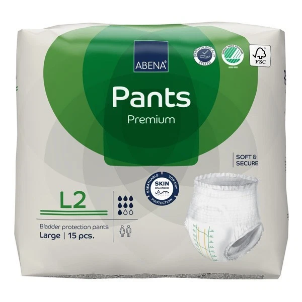 ABENA PANTS L2 PREMIUM Adult 15 Diapers Bladder Protection Incontinence 1900 ml