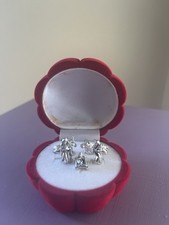 Mini Presepe Natività Argento Miniatura Con Porta gioia Conchiglia Rosso Velluto