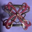 Vintage “NRO” Matte Gold Tone Pink Enamel Cuff — photo 1