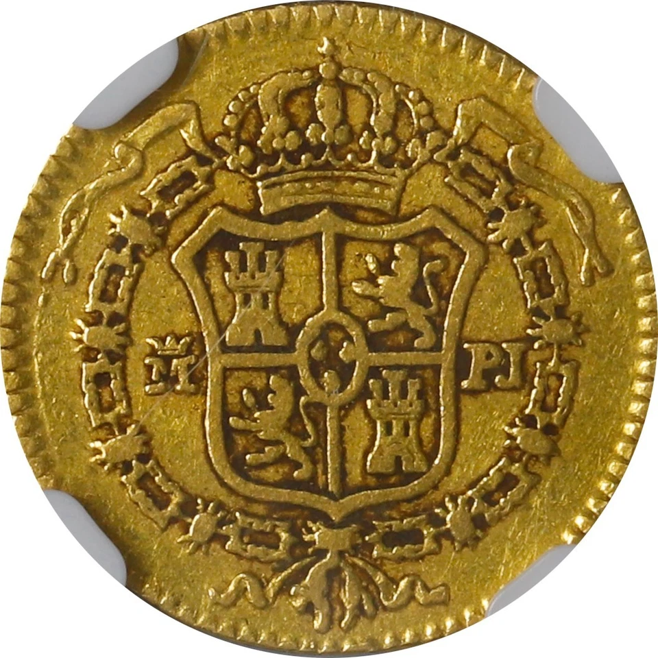 西班牙,马德里,金色半身像 1/2 埃斯库多,查尔斯三世,1773 年 PJ,NGC F 15。 — 第 2/4 张图片