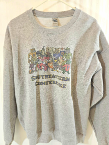 SEC Mens L Gray Crewneck Fleece Sweatshirt Southeastern Conference