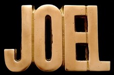 MH02119  NOS  VINTAGE 1970s/80s CUT-OUT NAME  JOEL  SOLID BRASS BUCKLE