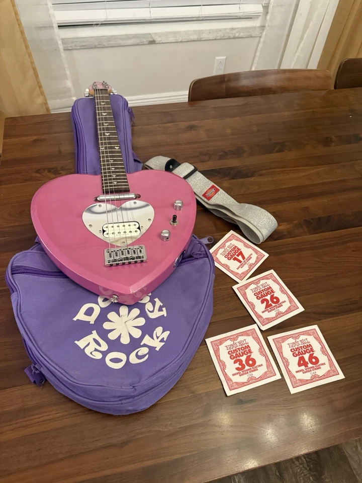RARE Genuine Pink DAISY ROCK  Heartbreaker Short Scale Electric Guitar with Case - Image 2 of 4