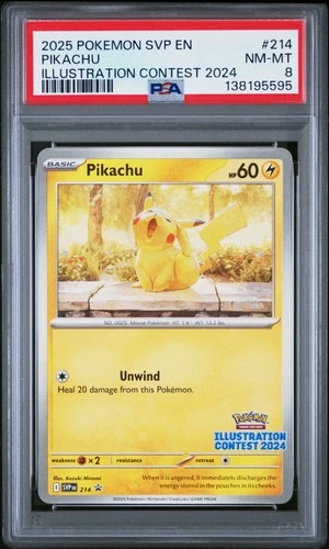 2025 POKEMON SVP EN-SV BLACK STAR PROMO ILLUSTRATION CONTEST 2024 PIKACHU PSA 8