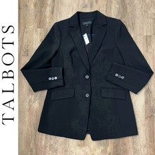 NWT Talbots Women's Black Easy Travel Double Breasted Blazer Jacket Size 2